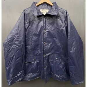 Duck Bay PVC Jacket XL Blue Hood Flannel Line Insulated Rain Coat Hunt Fish Camp